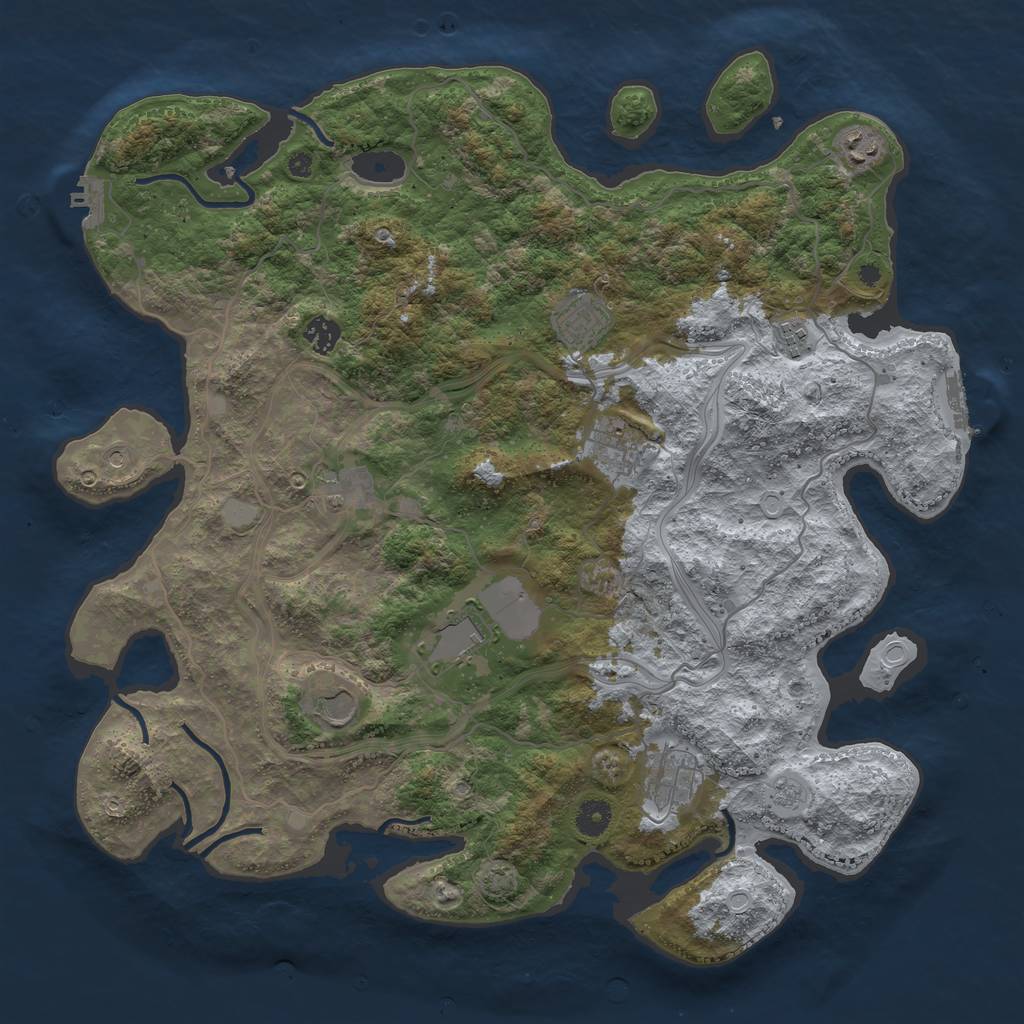 Rust Map: Procedural Map, Size: 4250, Seed: 100554366, 17 Monuments