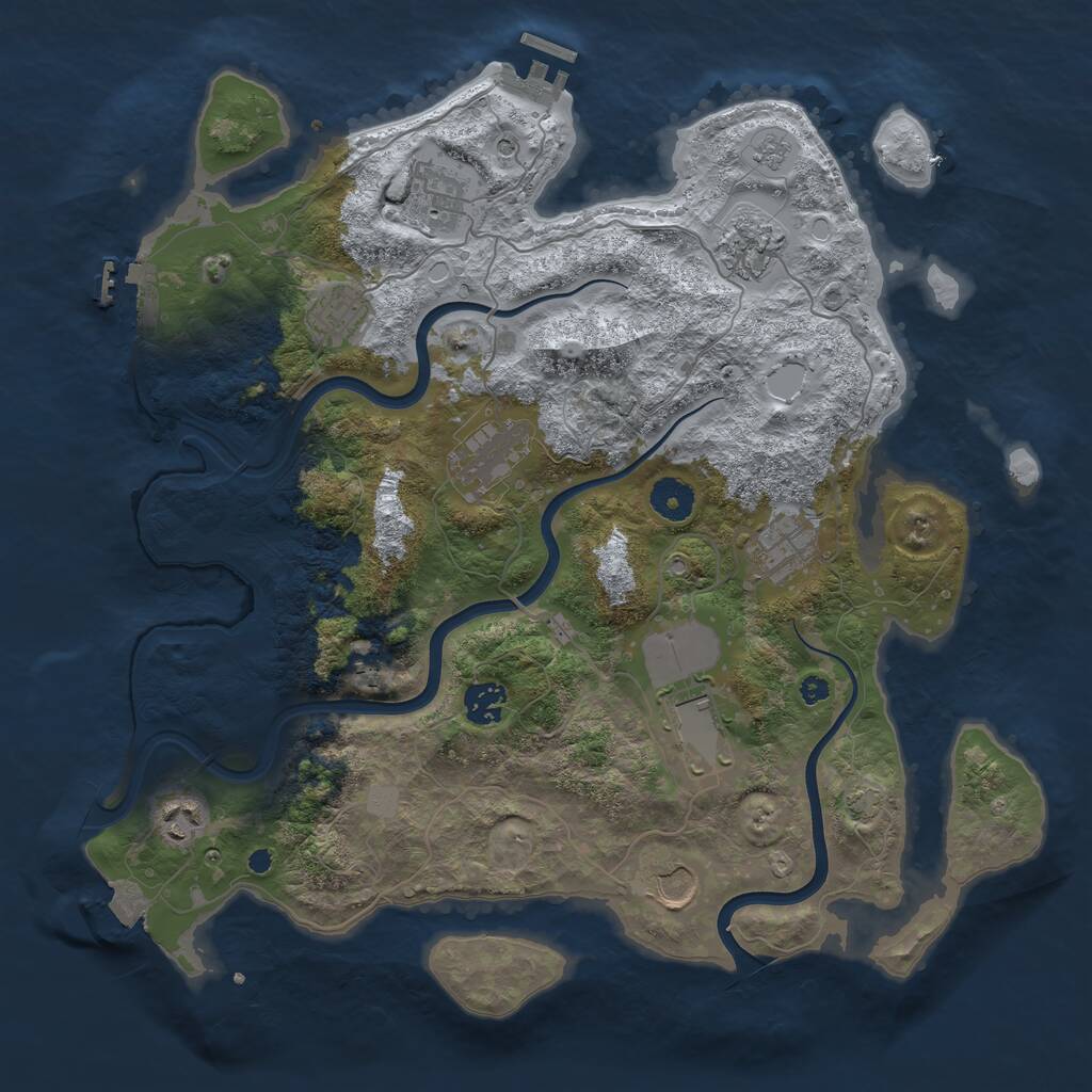 Rust Map: Procedural Map, Size: 3800, Seed: 56574201, 16 Monuments