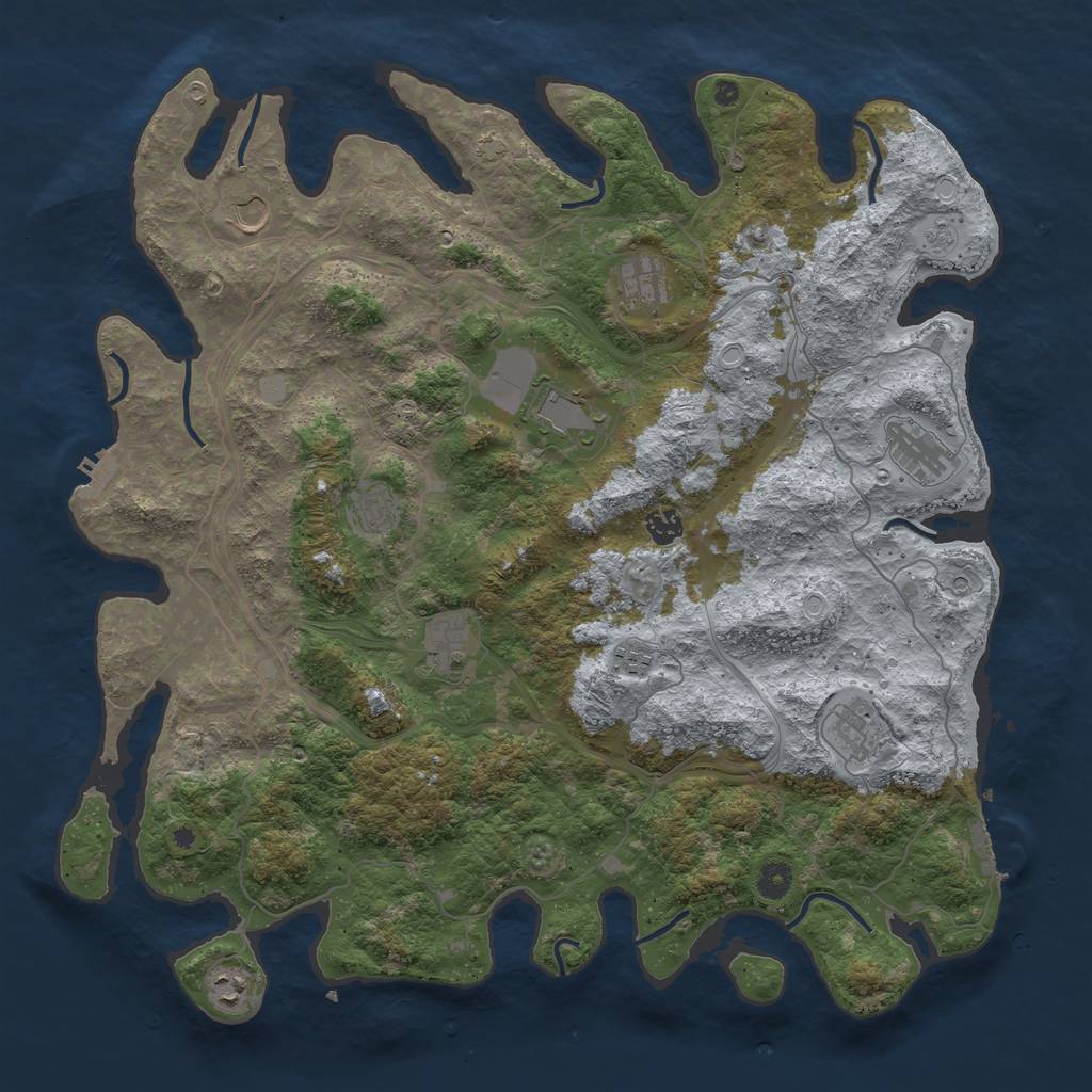 Rust Map: Procedural Map, Size: 4500, Seed: 1821201119, 18 Monuments
