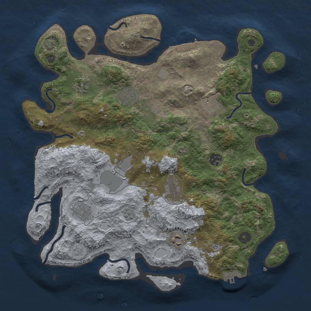 Rust Map: Procedural Map, Size: 3800, Seed: 50250623, 17 Monuments