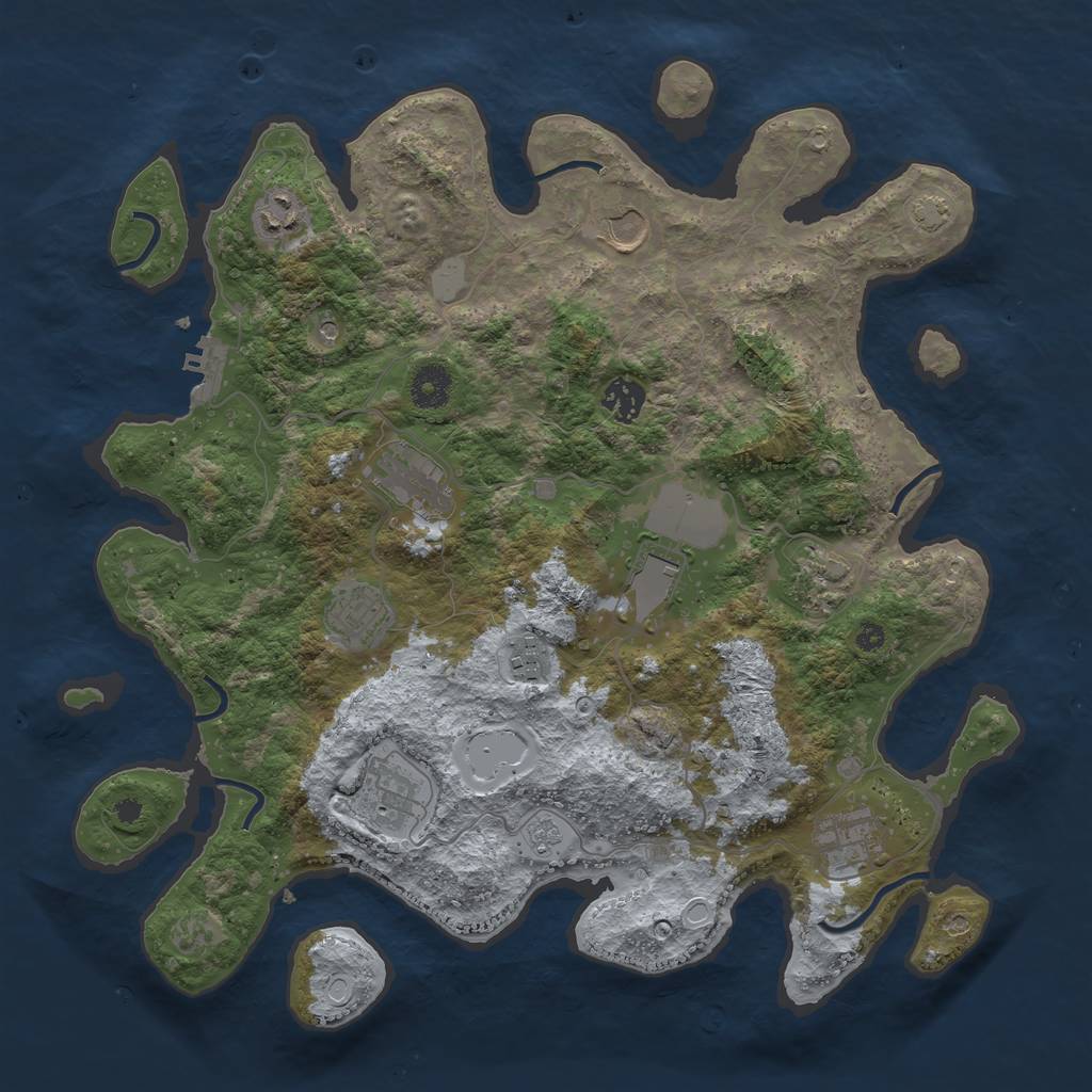 Rust Map: Procedural Map, Size: 3800, Seed: 49167511, 17 Monuments