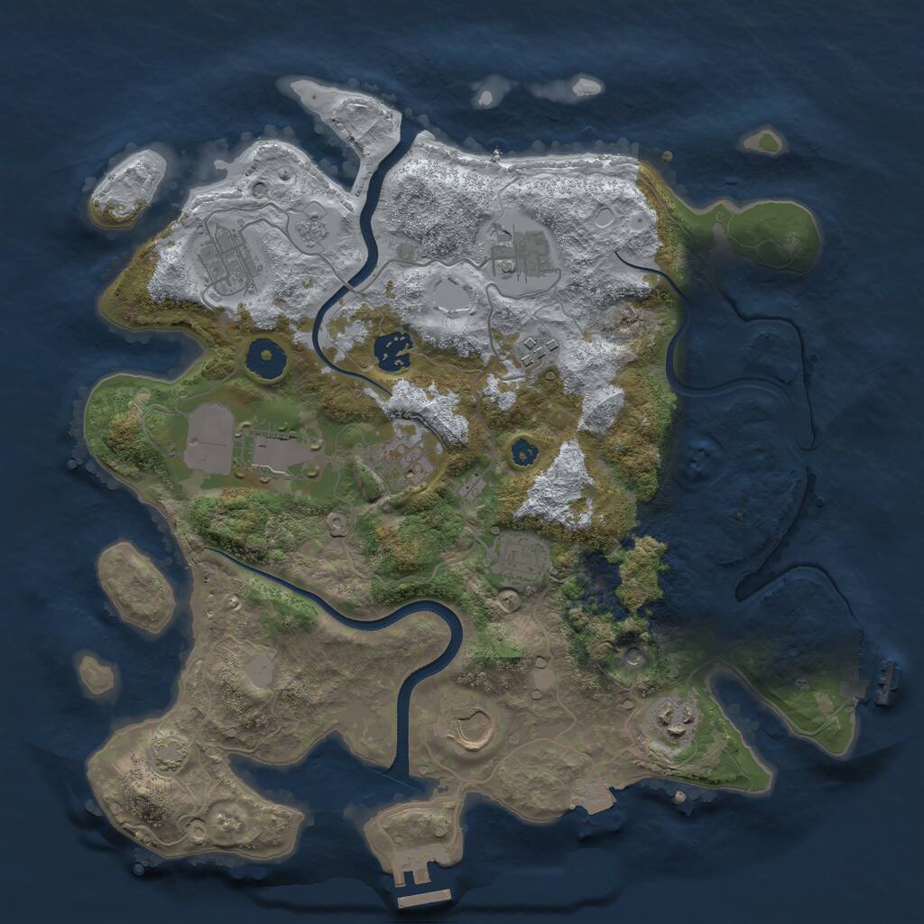 Rust Map: Procedural Map, Size: 3500, Seed: 1353048239, 15 Monuments