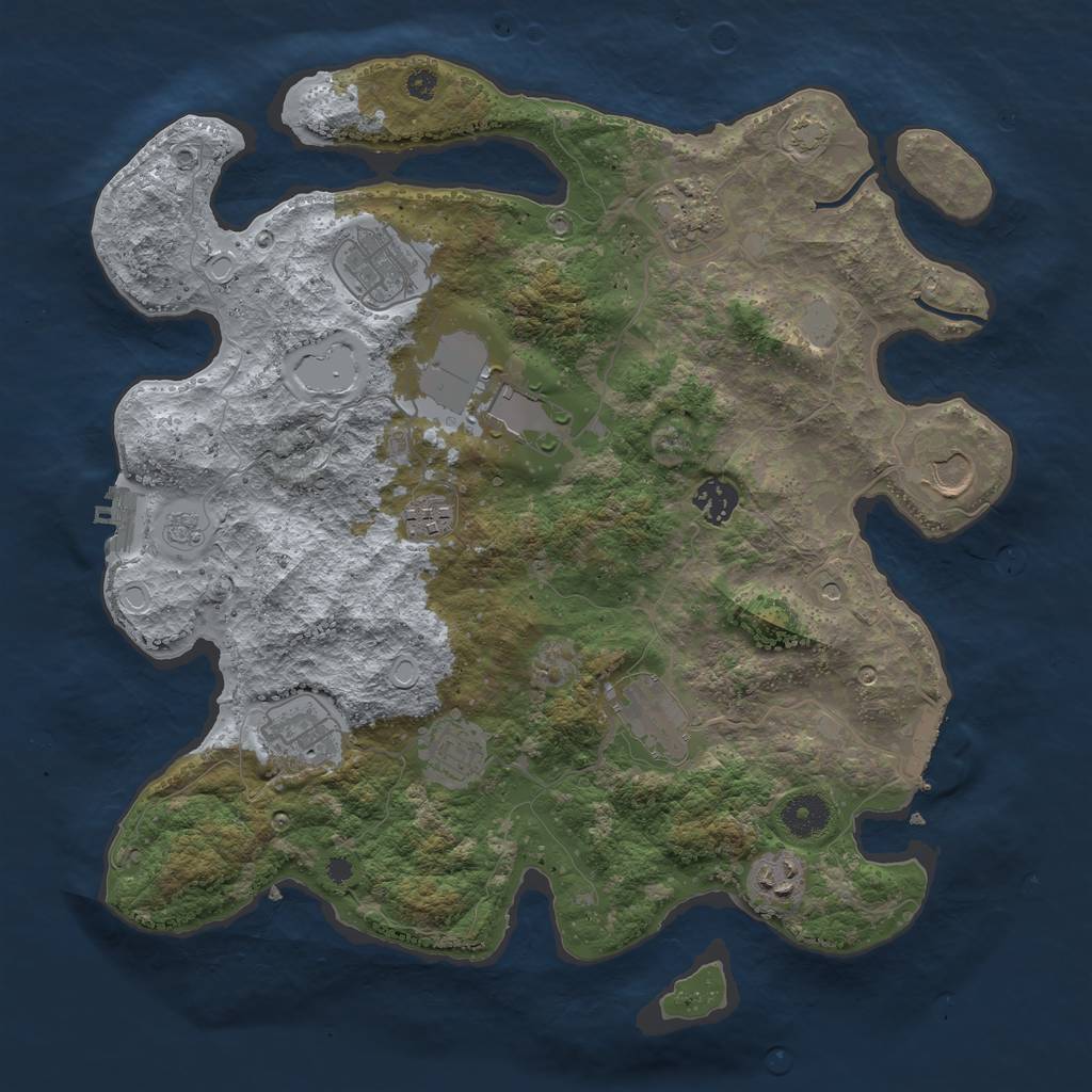 Rust Map: Procedural Map, Size: 3700, Seed: 743529728, 18 Monuments