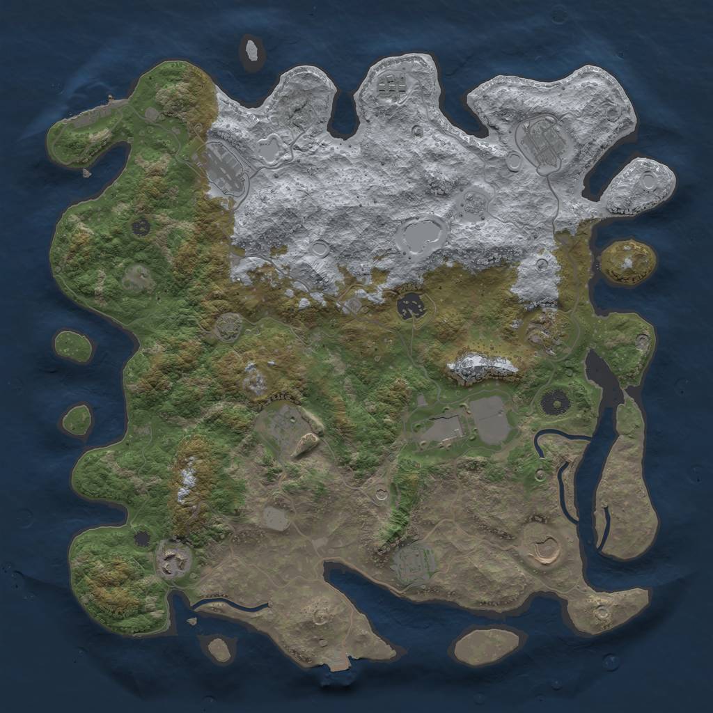 Rust Map: Procedural Map, Size: 3950, Seed: 9156177, 17 Monuments