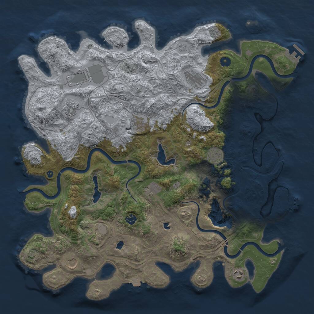 Rust Map: Procedural Map, Size: 4500, Seed: 1401000722, 16 Monuments