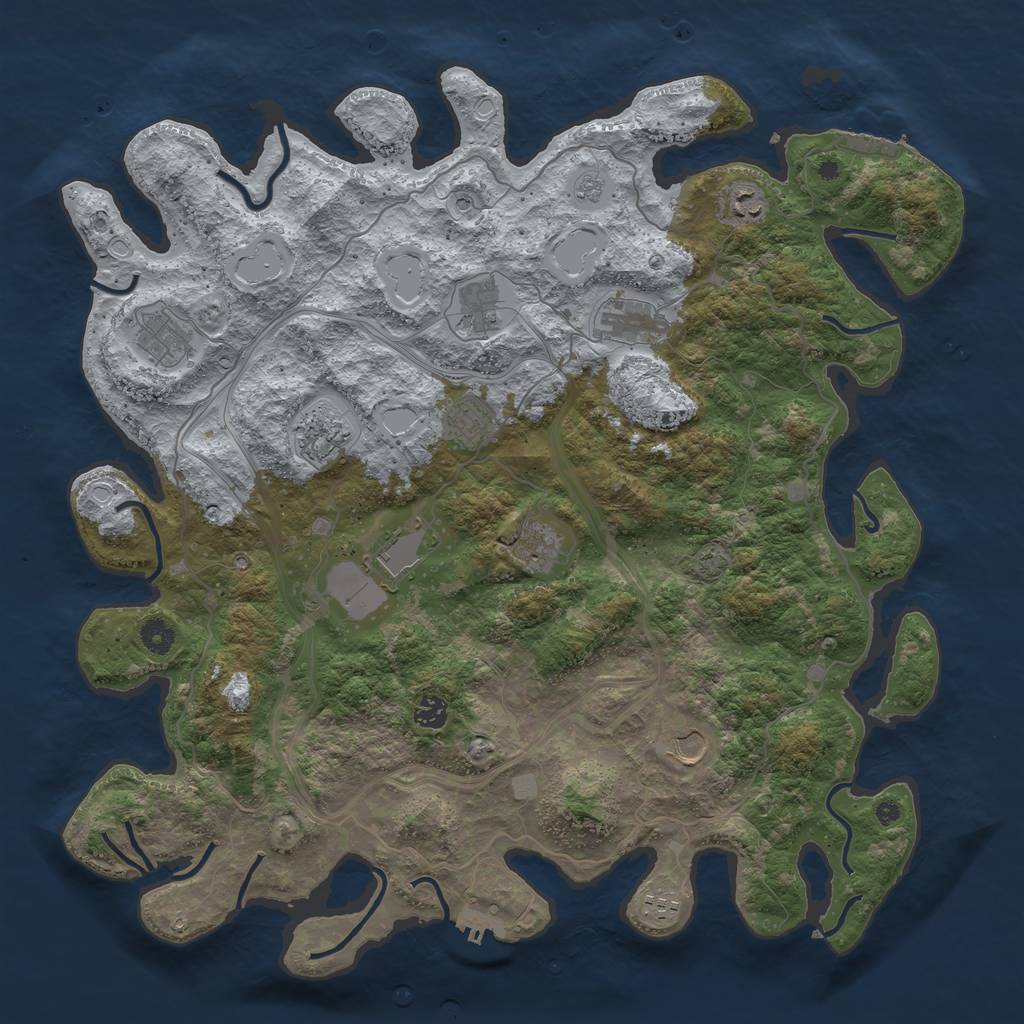 Rust Map: Procedural Map, Size: 4500, Seed: 1401000722, 19 Monuments