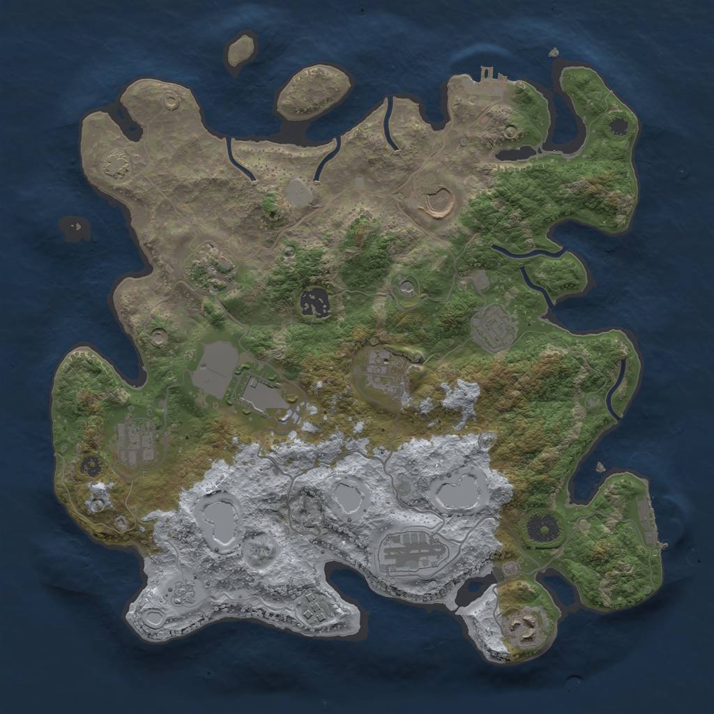 Rust Map: Procedural Map, Size: 3500, Seed: 1083421250, 18 Monuments