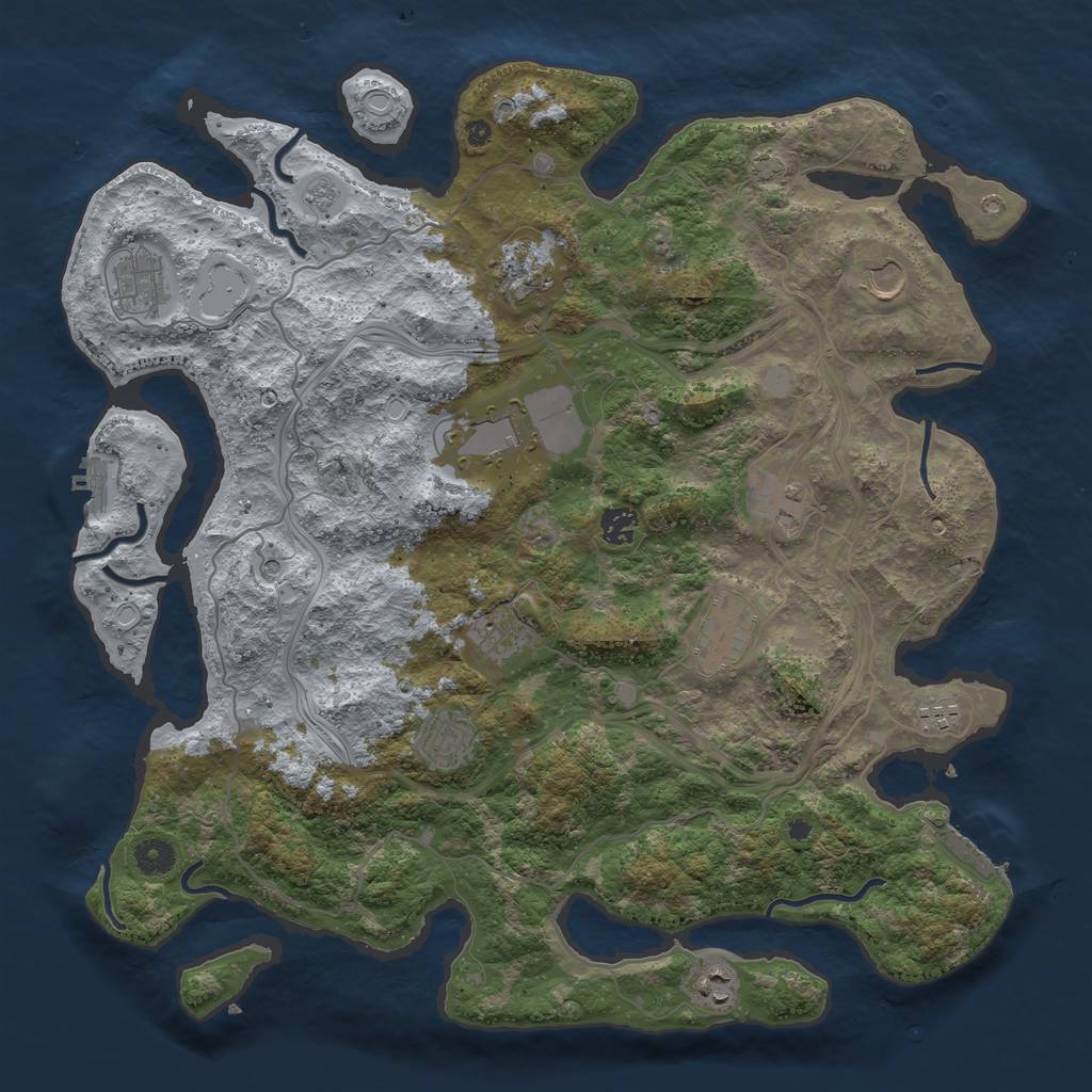 Rust Map: Procedural Map, Size: 4250, Seed: 742411528, 19 Monuments