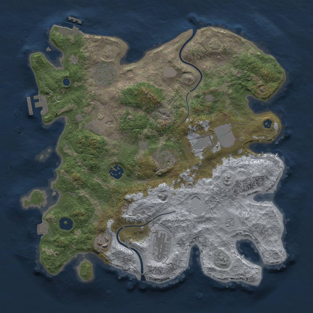Rust Map: Procedural Map, Size: 3500, Seed: 47903159, 13 Monuments