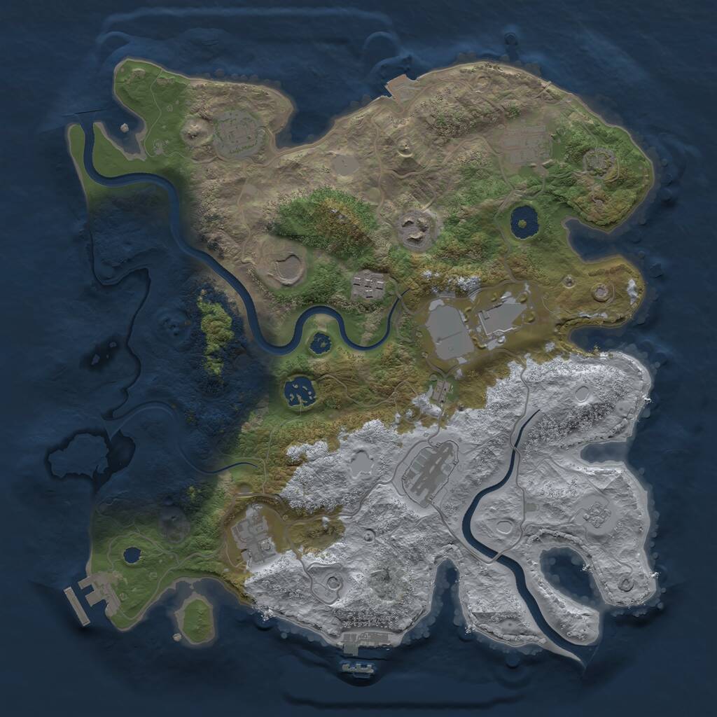 Rust Map: Procedural Map, Size: 3500, Seed: 47903159, 15 Monuments