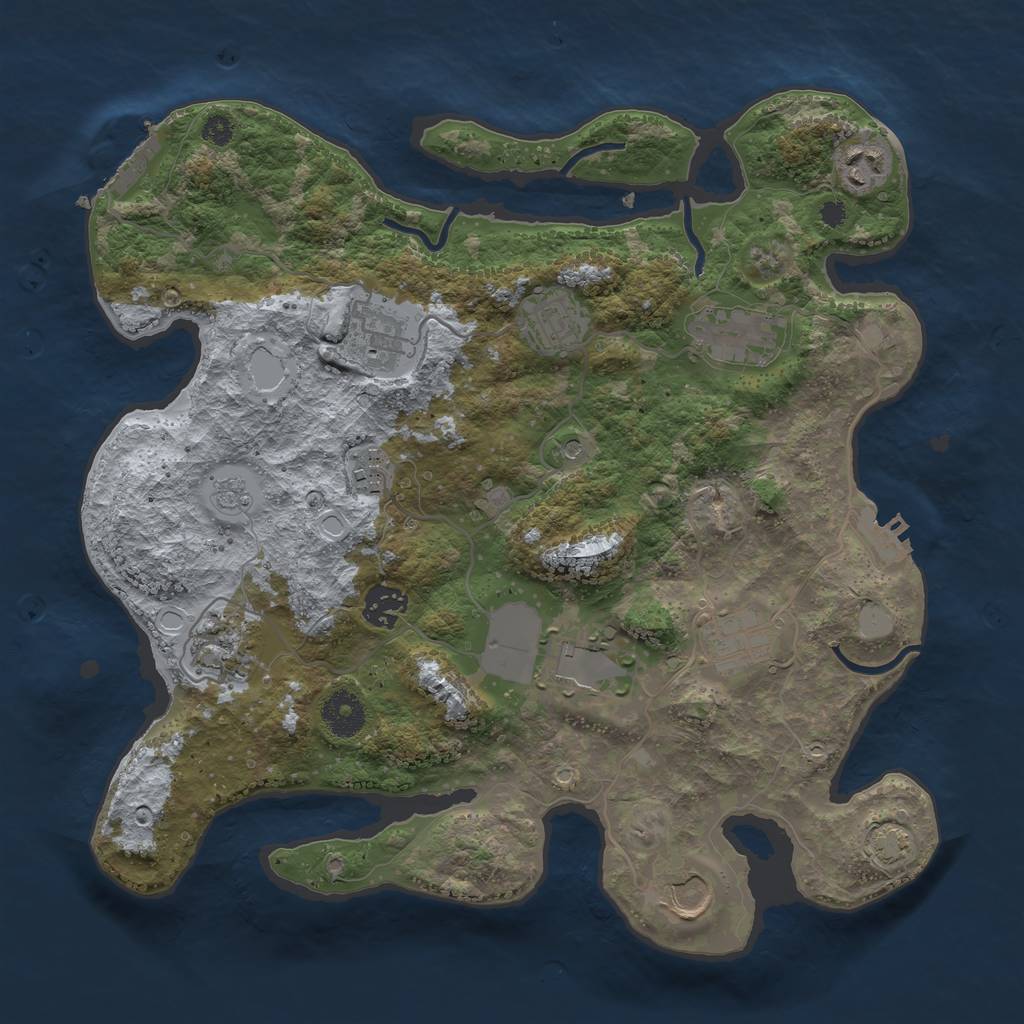 Rust Map: Procedural Map, Size: 3500, Seed: 901602, 18 Monuments