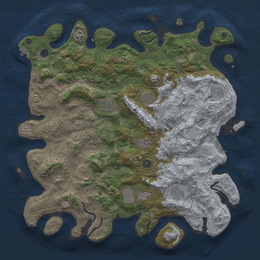 Rust Map: Procedural Map, Size: 4500, Seed: 1105588736, 17 Monuments