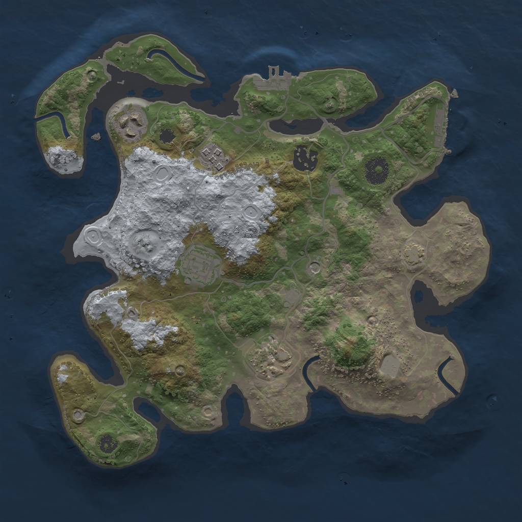 Rust Map: Procedural Map, Size: 3000, Seed: 2399, 12 Monuments