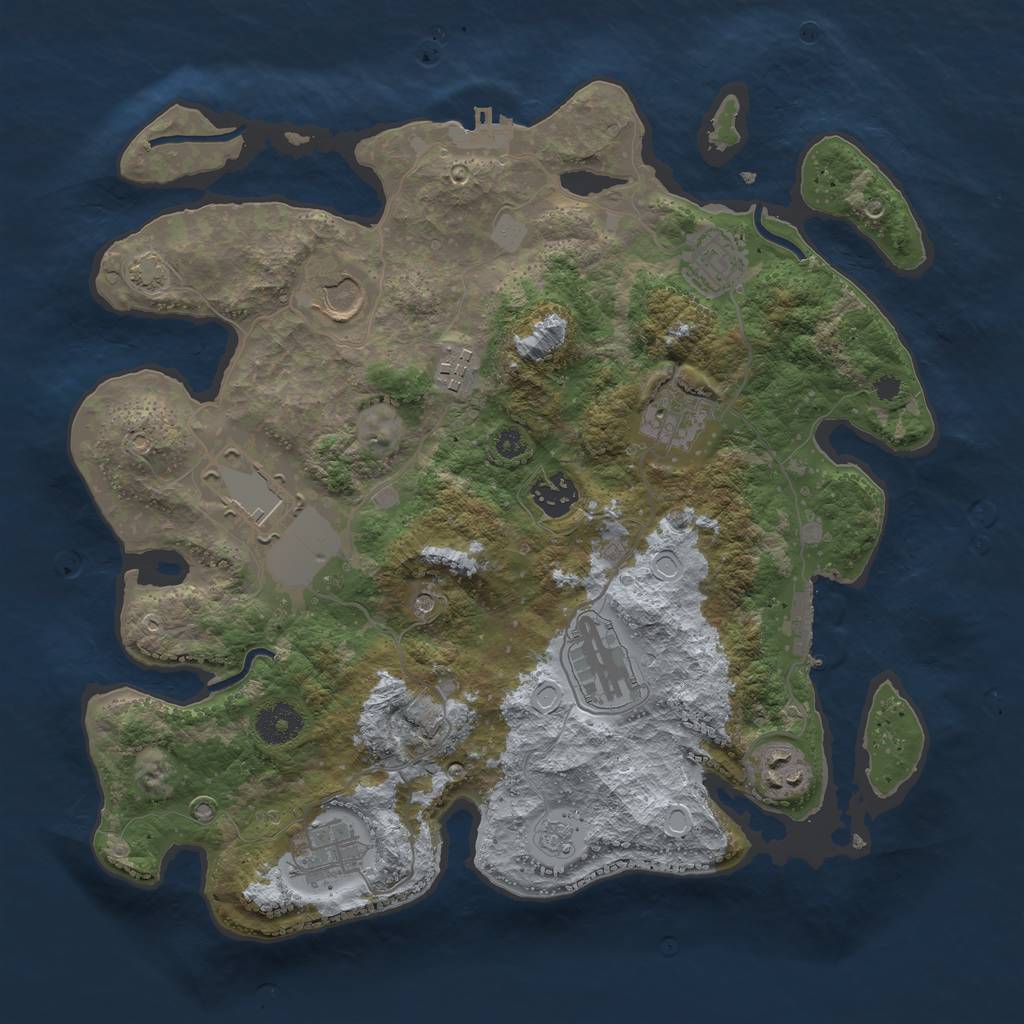 Rust Map: Procedural Map, Size: 3500, Seed: 1423757630, 17 Monuments