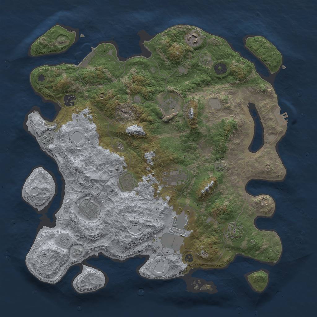 Rust Map: Procedural Map, Size: 3850, Seed: 663977, 17 Monuments