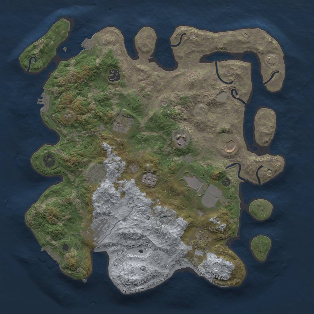 Rust Map: Procedural Map, Size: 3700, Seed: 1992114578, 17 Monuments