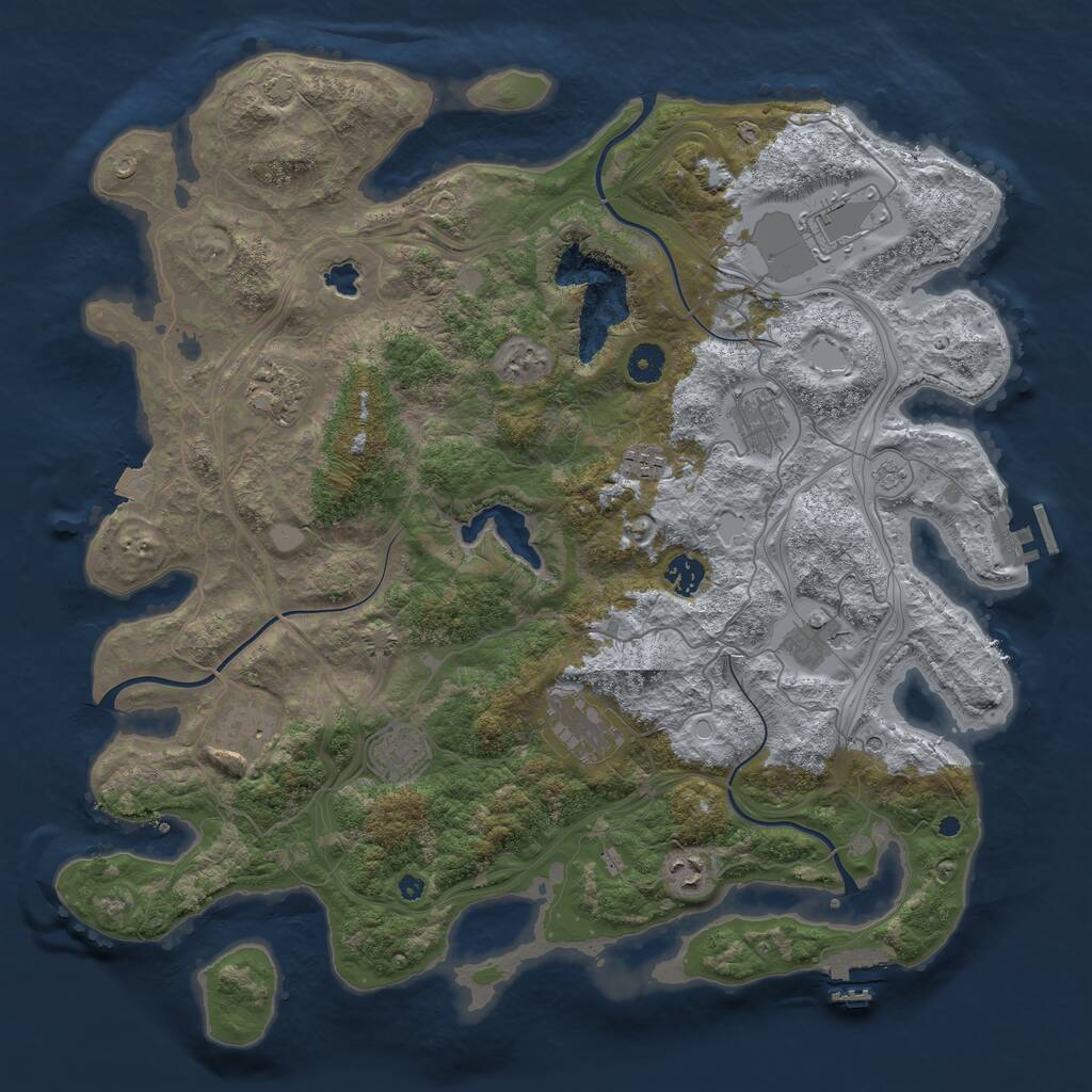 Rust Map: Procedural Map, Size: 4250, Seed: 2071758427, 16 Monuments
