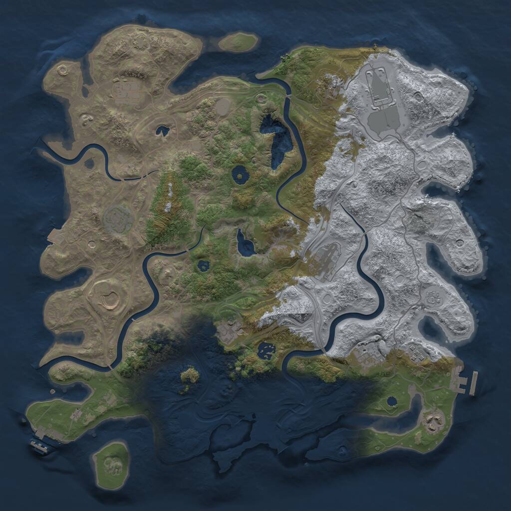 Rust Map: Procedural Map, Size: 4250, Seed: 2071758427, 17 Monuments