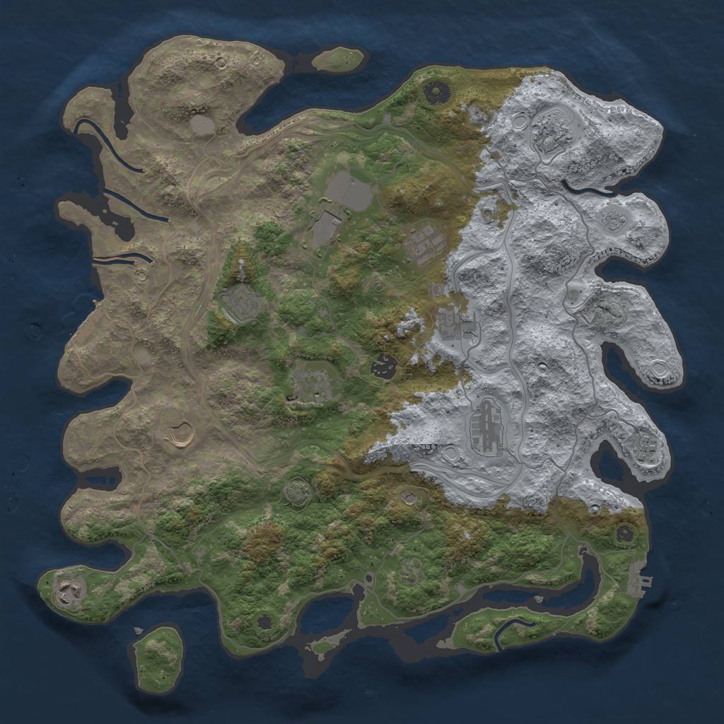 Rust Map: Procedural Map, Size: 4250, Seed: 2071758427, 19 Monuments