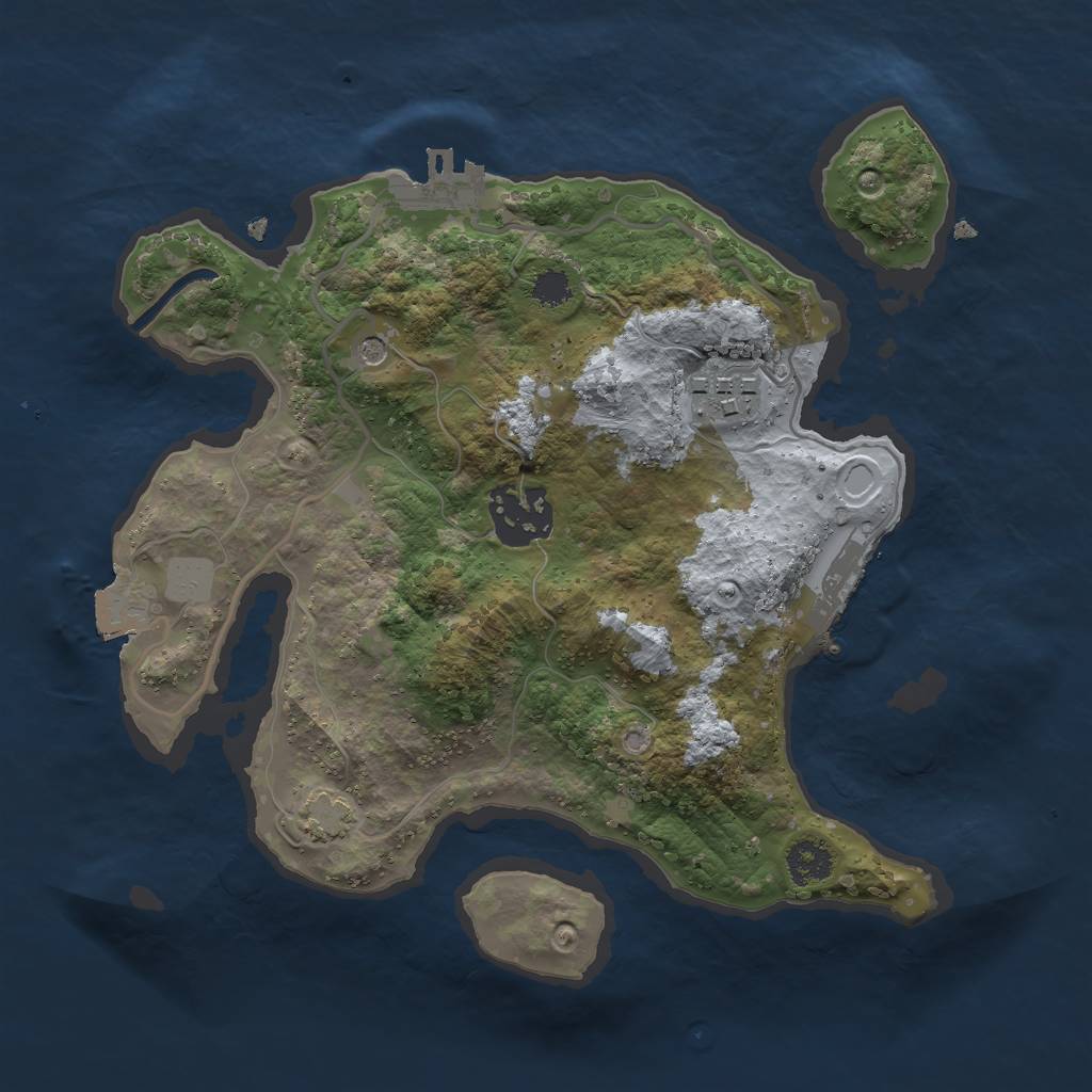 Rust Map: Procedural Map, Size: 2500, Seed: 1961539245, 9 Monuments