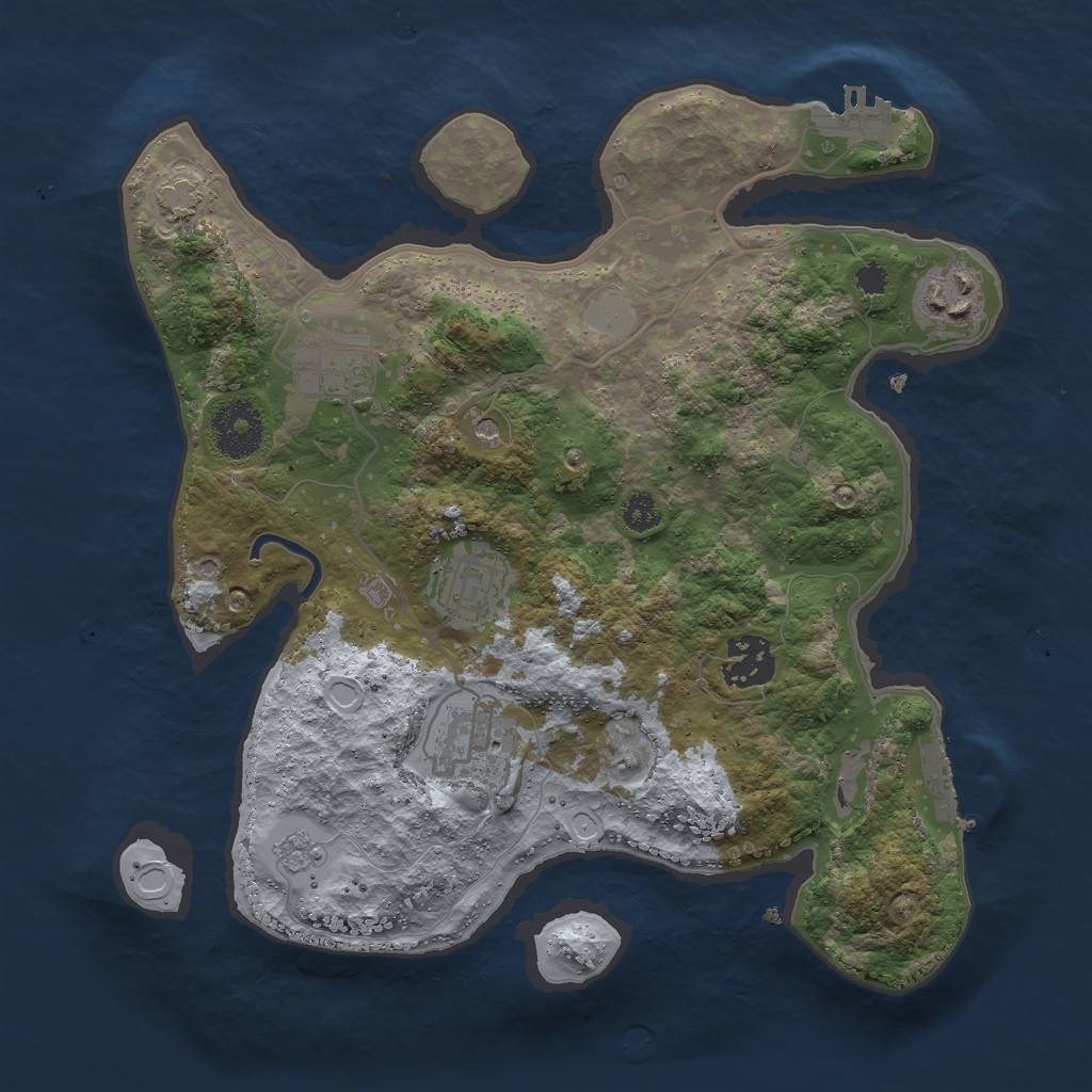 Rust Map: Procedural Map, Size: 3000, Seed: 386676015, 13 Monuments