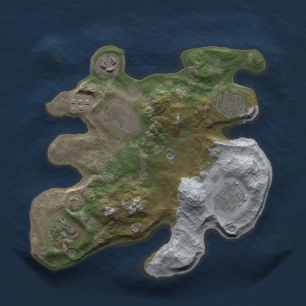 Rust Map: Barren, Size: 2500, Seed: 113147243, 10 Monuments