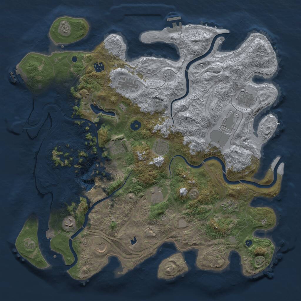 Rust Map: Procedural Map, Size: 4400, Seed: 58248144, 17 Monuments