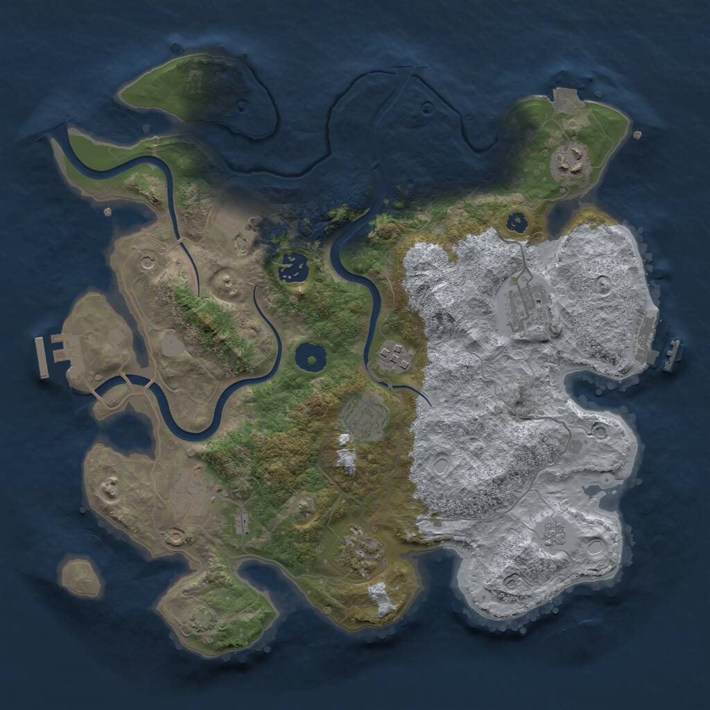 Rust Map: Procedural Map, Size: 3450, Seed: 95600986, 14 Monuments