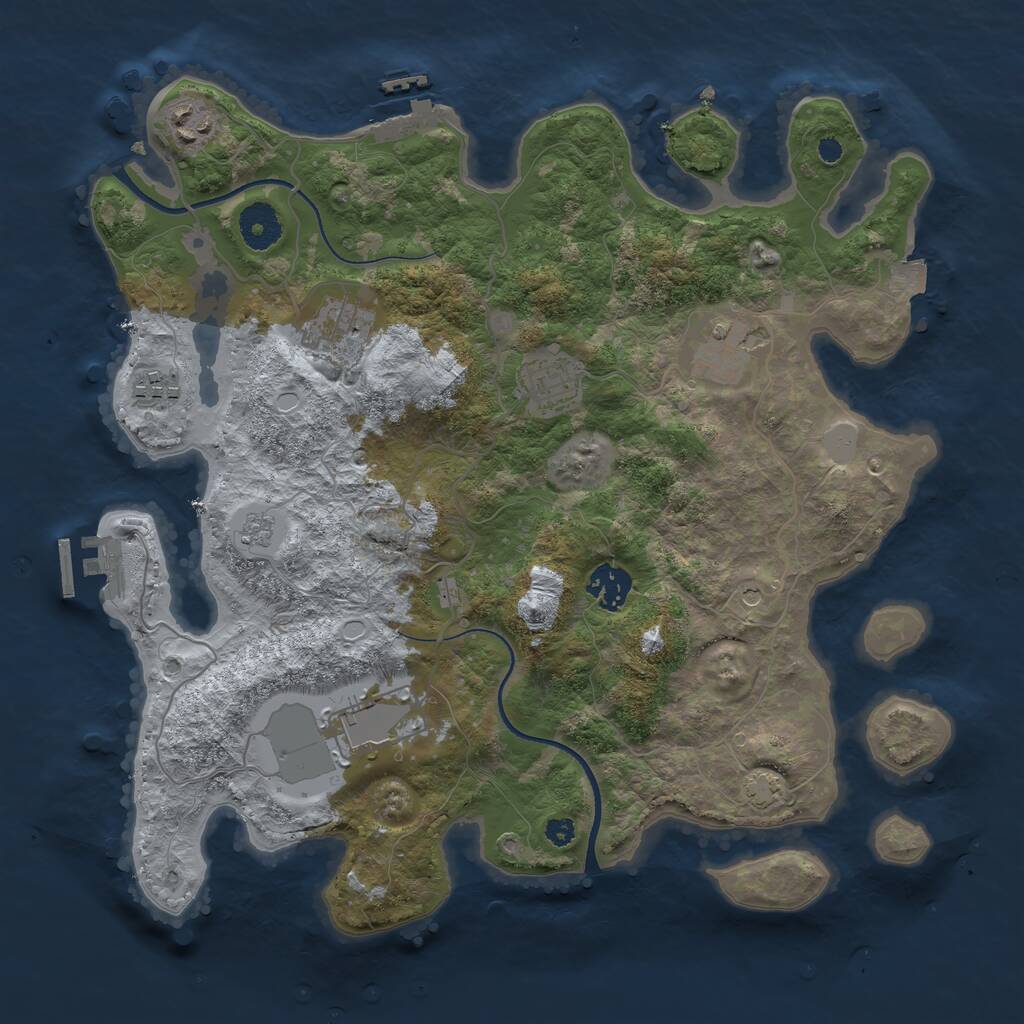 Rust Map: Procedural Map, Size: 3500, Seed: 2624718, 13 Monuments