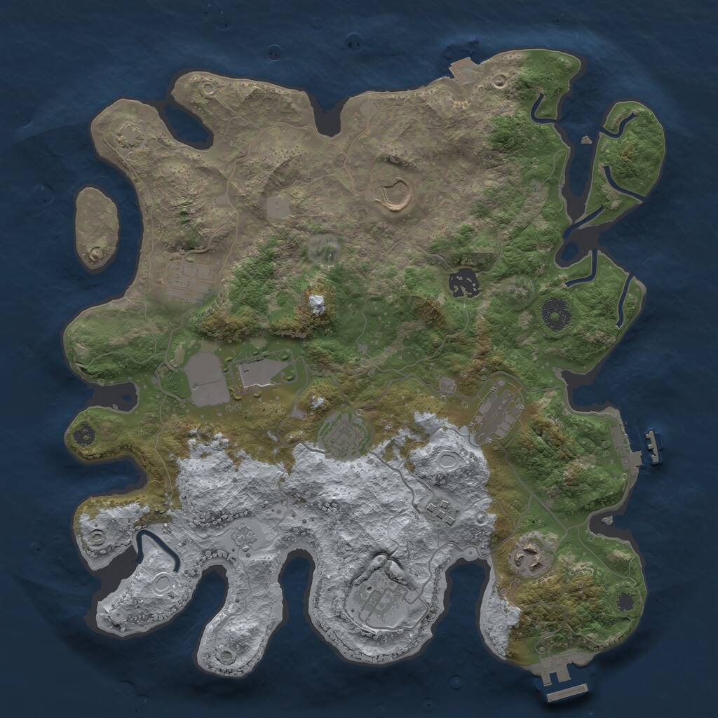Rust Map: Procedural Map, Size: 3500, Seed: 1750296970, 14 Monuments