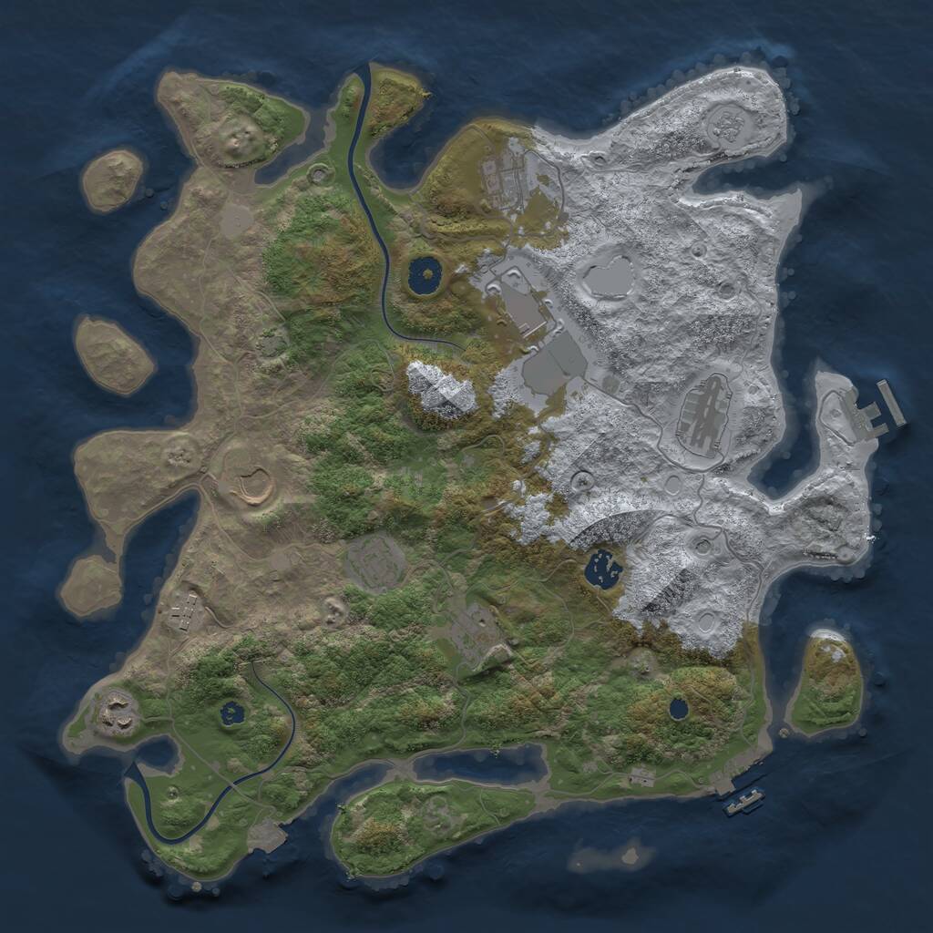 Rust Map: Procedural Map, Size: 3850, Seed: 22285826, 15 Monuments