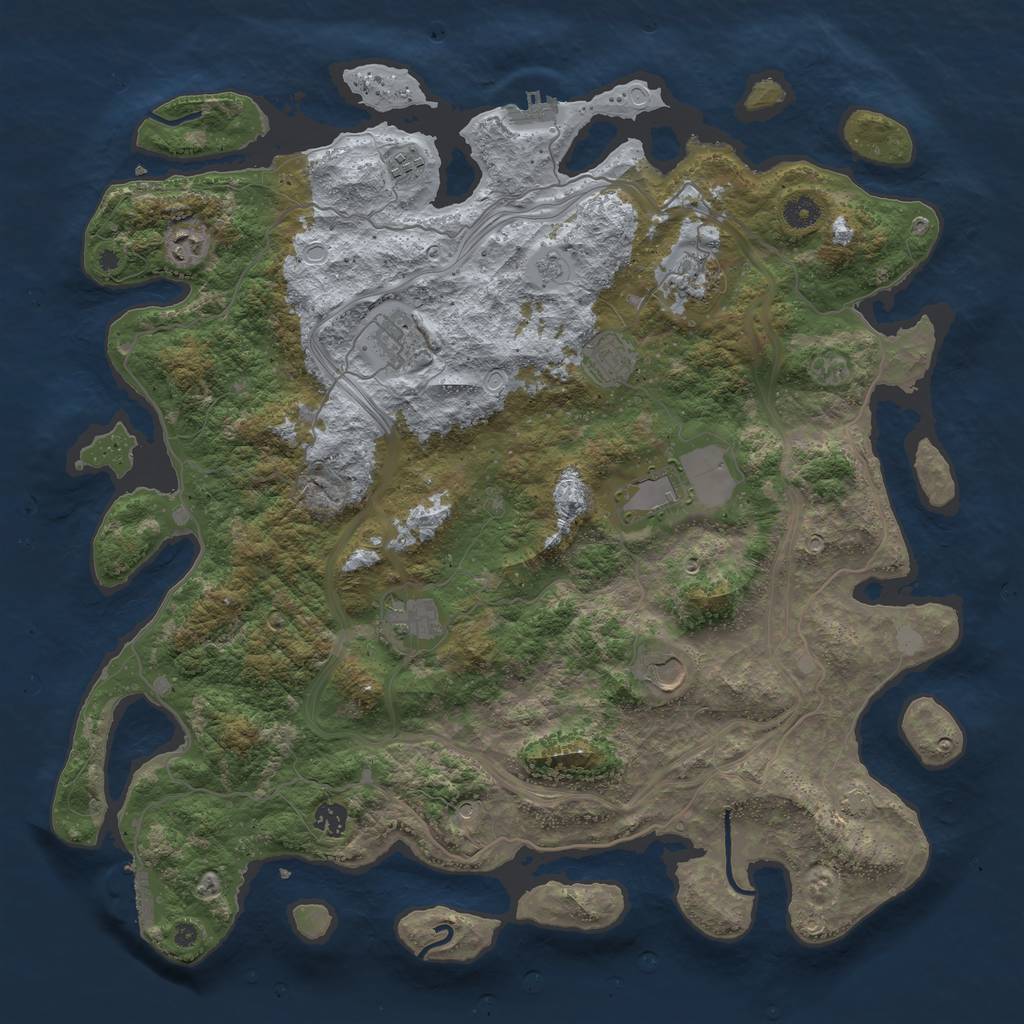 Rust Map: Procedural Map, Size: 4500, Seed: 888558069, 17 Monuments