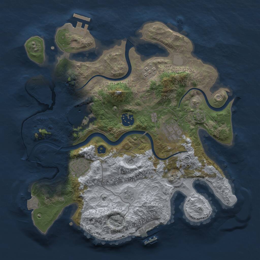 Rust Map: Procedural Map, Size: 3000, Seed: 239167768, 11 Monuments