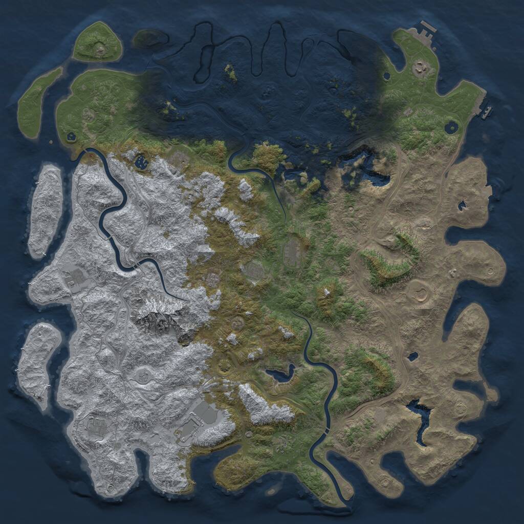 Rust Map: Procedural Map, Size: 6000, Seed: 374209361, 17 Monuments