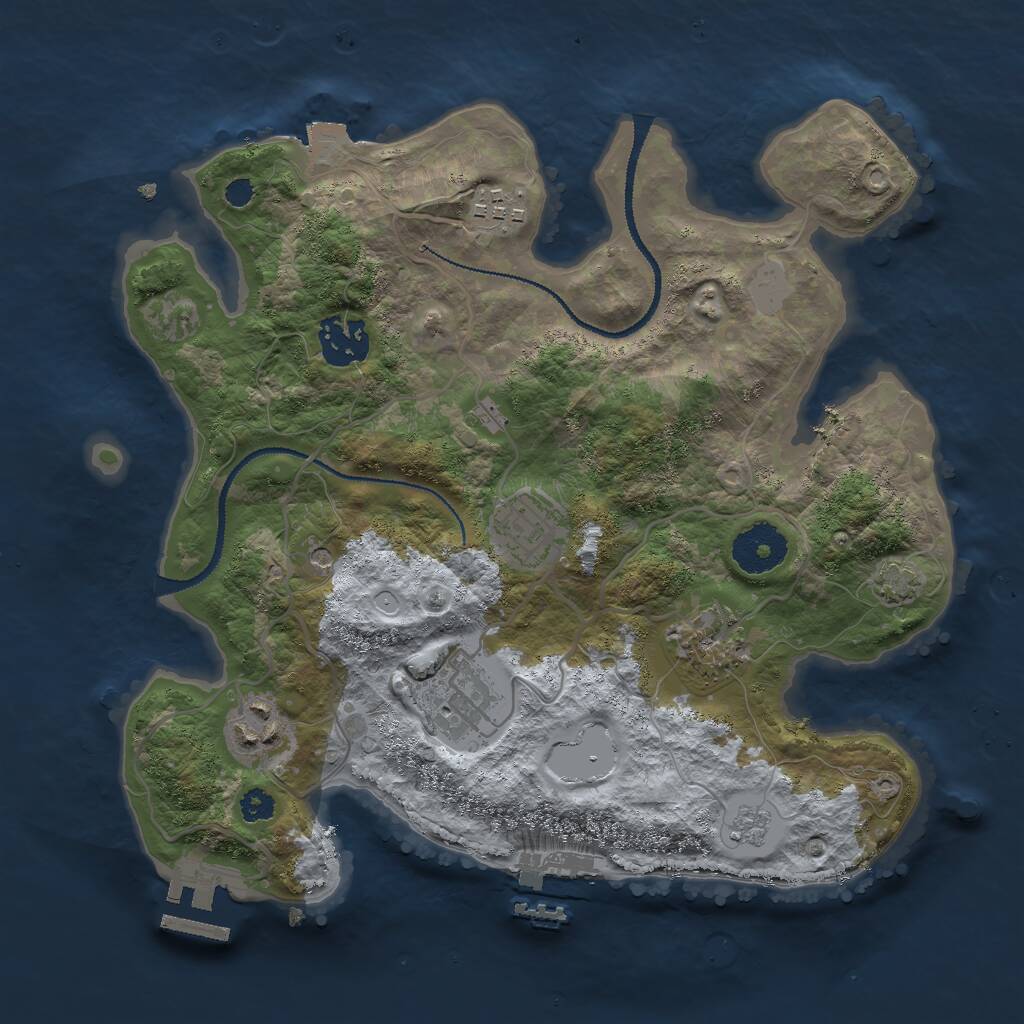 Rust Map: Procedural Map, Size: 3000, Seed: 27390, 12 Monuments