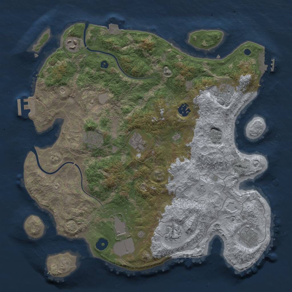 Rust Map: Procedural Map, Size: 3650, Seed: 69648717, 15 Monuments