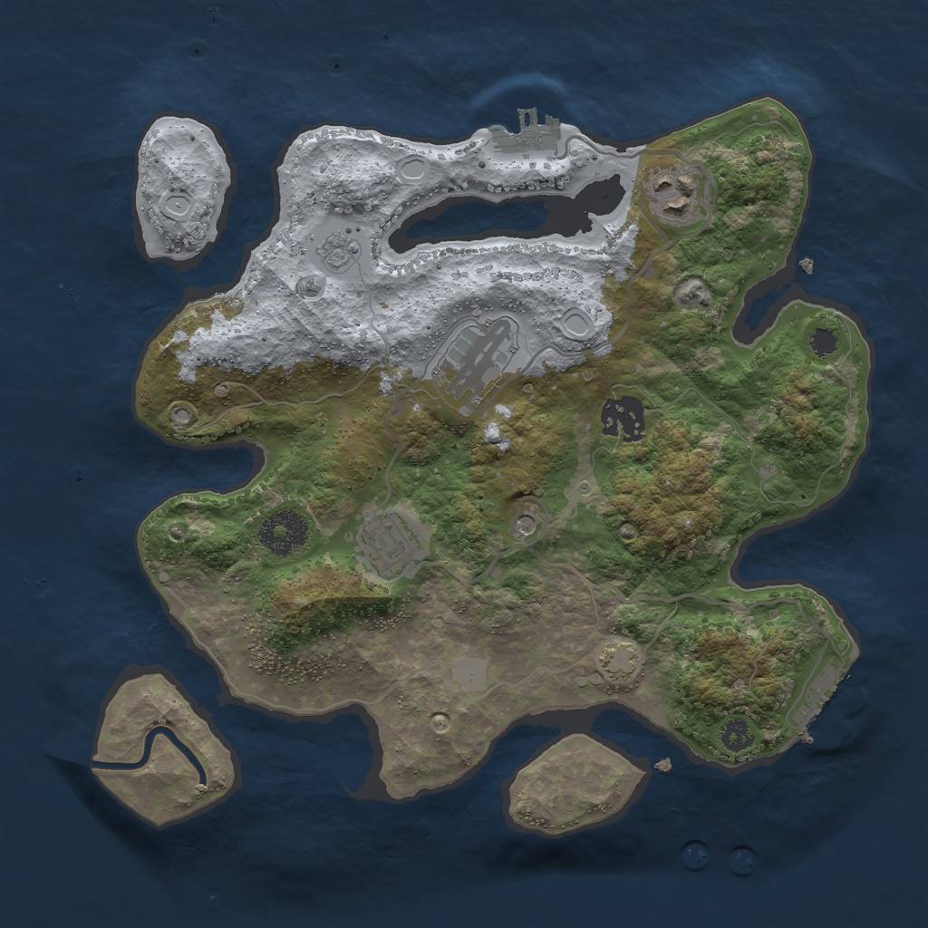 Rust Map: Procedural Map, Size: 3000, Seed: 1229002104, 12 Monuments