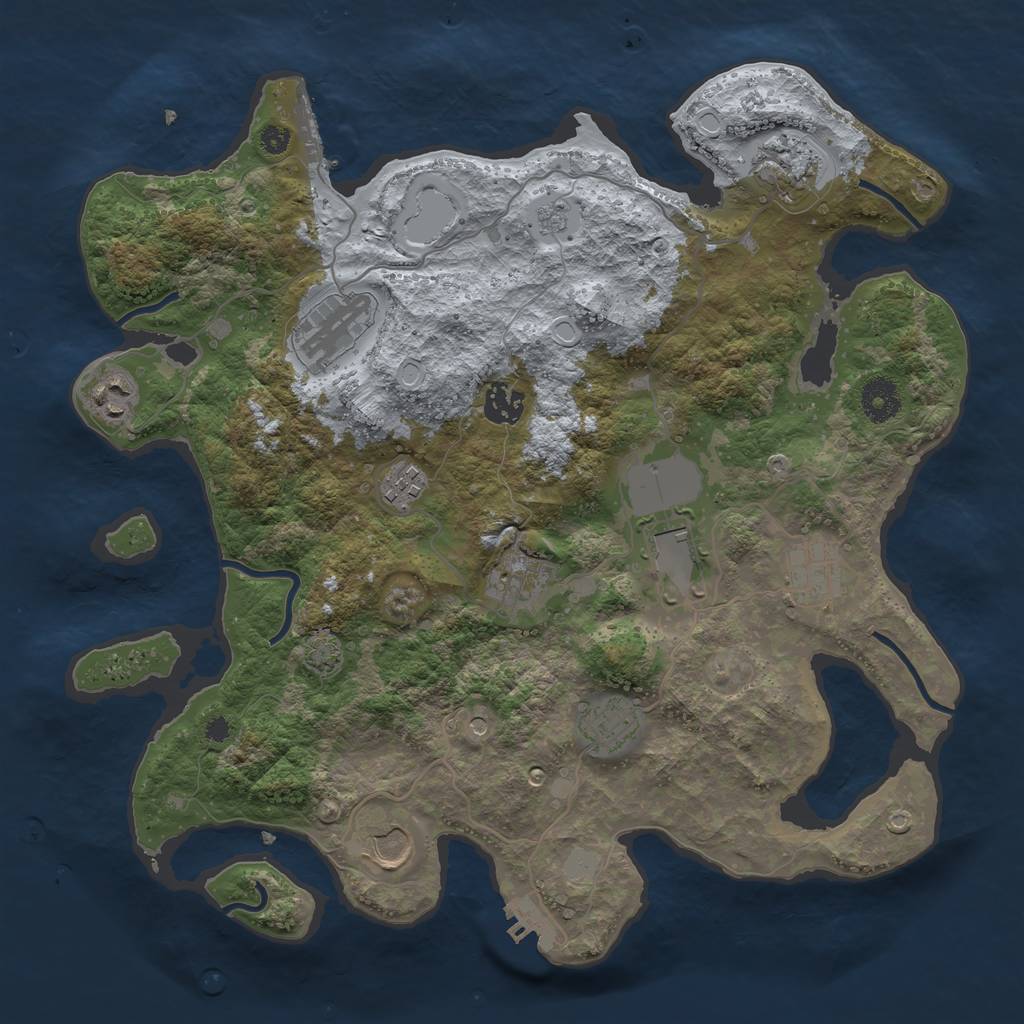 Rust Map: Procedural Map, Size: 3650, Seed: 25274735, 18 Monuments