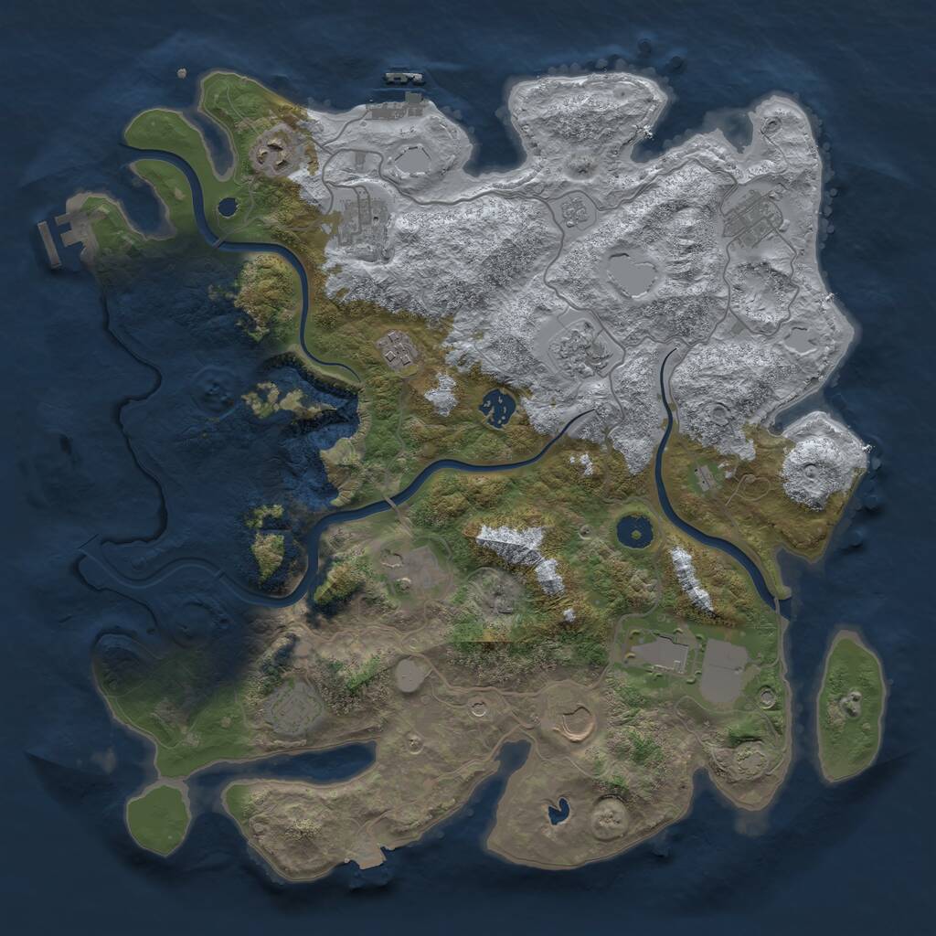 Rust Map: Procedural Map, Size: 4000, Seed: 507370887, 16 Monuments