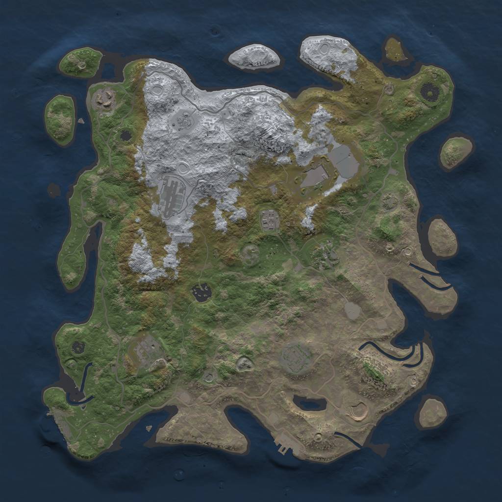 Rust Map: Procedural Map, Size: 4000, Seed: 1437848443, 17 Monuments