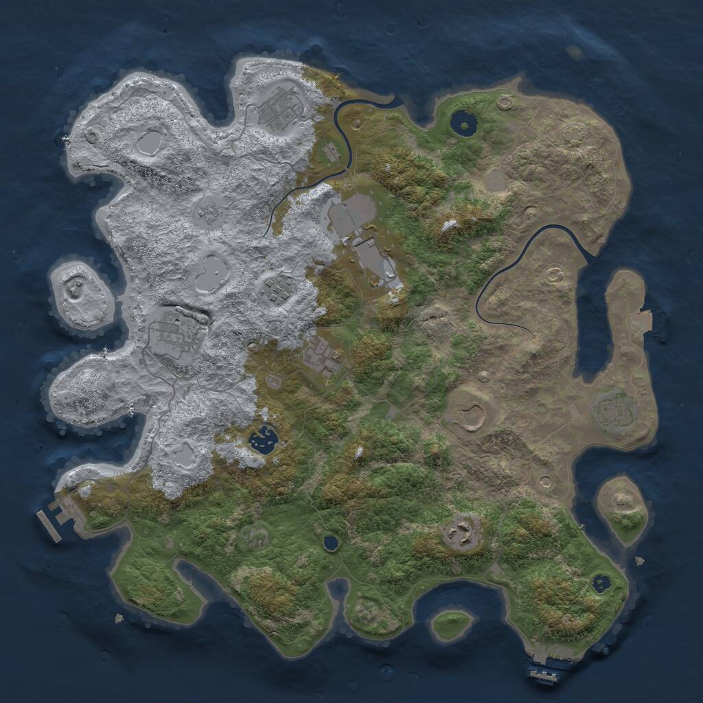 Rust Map: Procedural Map, Size: 3950, Seed: 79259601, 15 Monuments