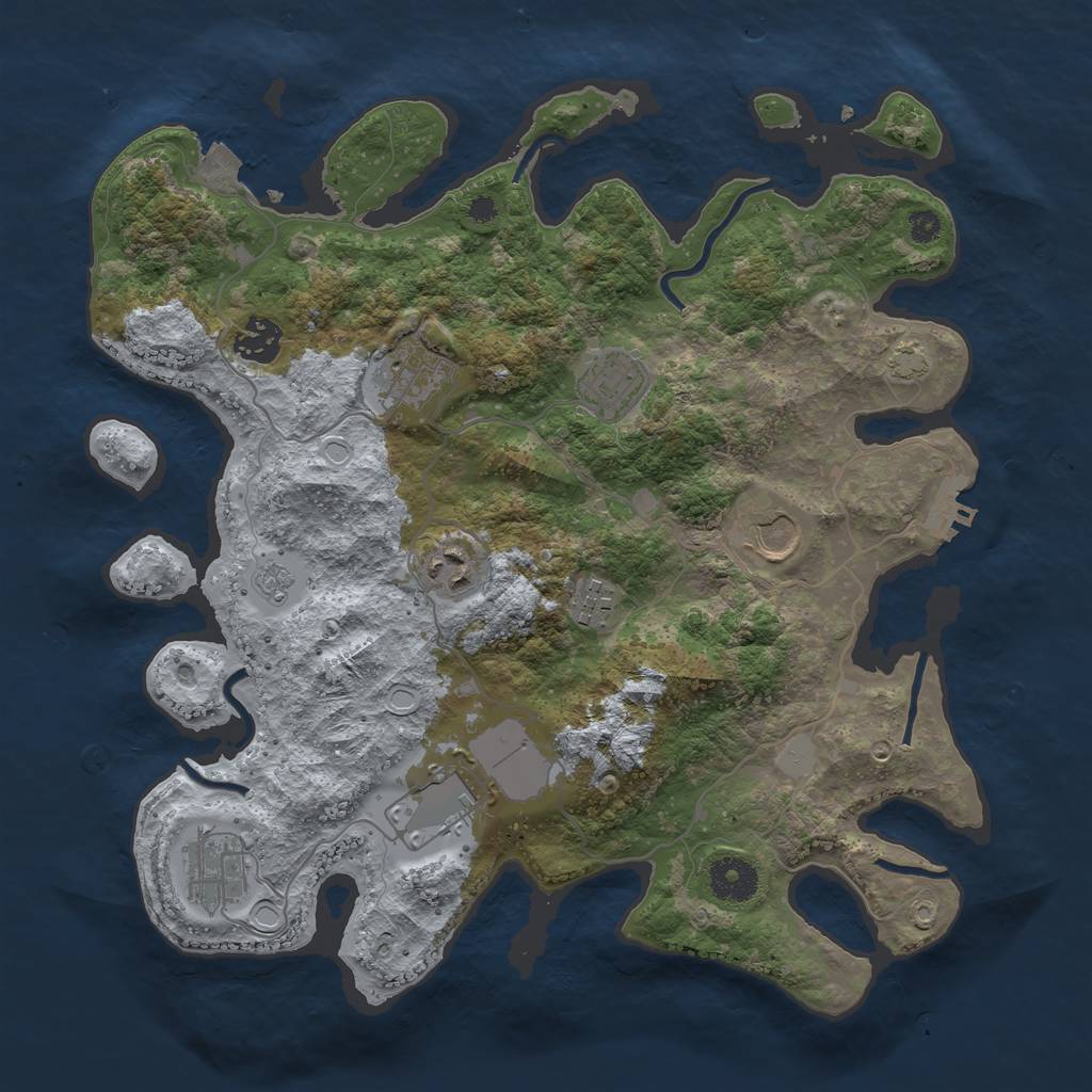 Rust Map: Procedural Map, Size: 3500, Seed: 245877268, 14 Monuments