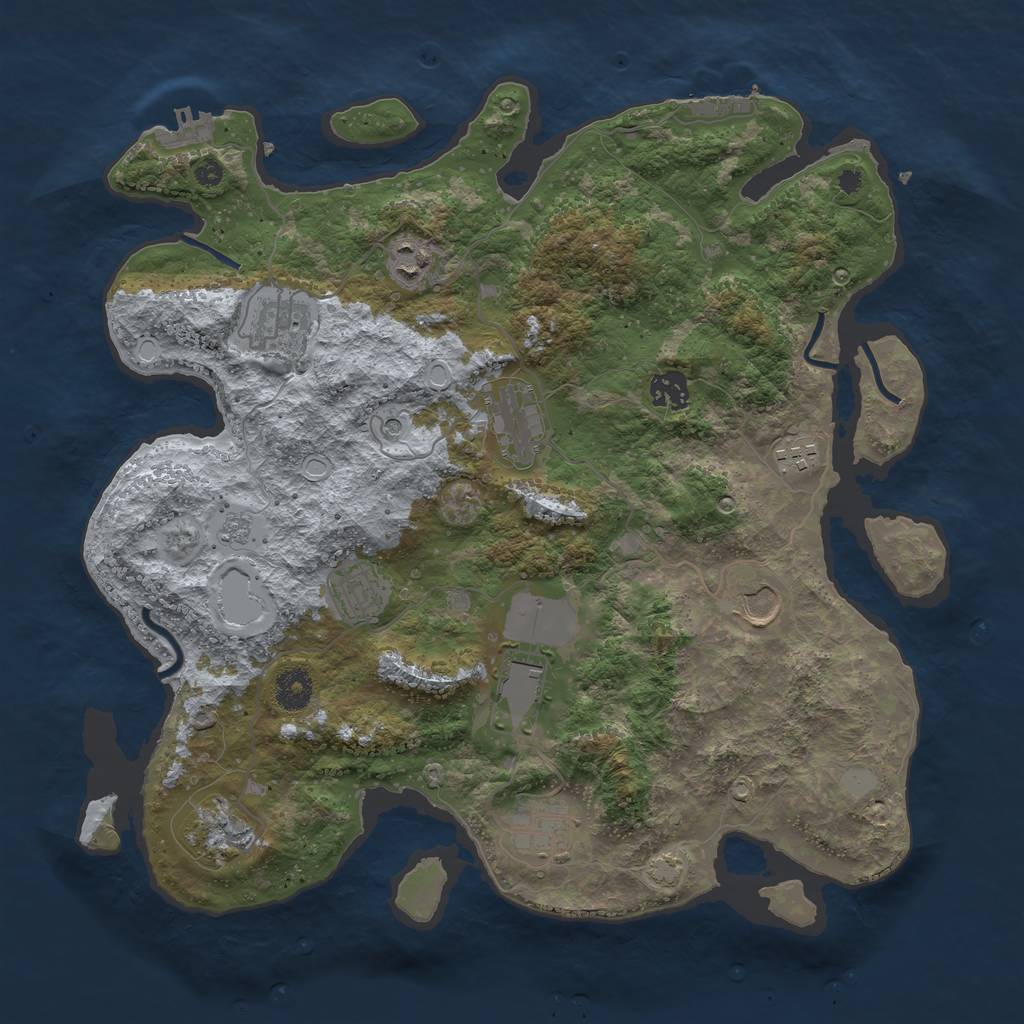 Rust Map: Procedural Map, Size: 3800, Seed: 98784715, 18 Monuments