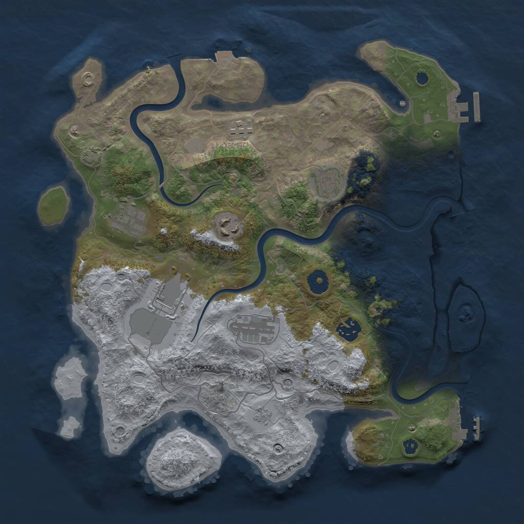 Rust Map: Procedural Map, Size: 3500, Seed: 1401891443, 13 Monuments