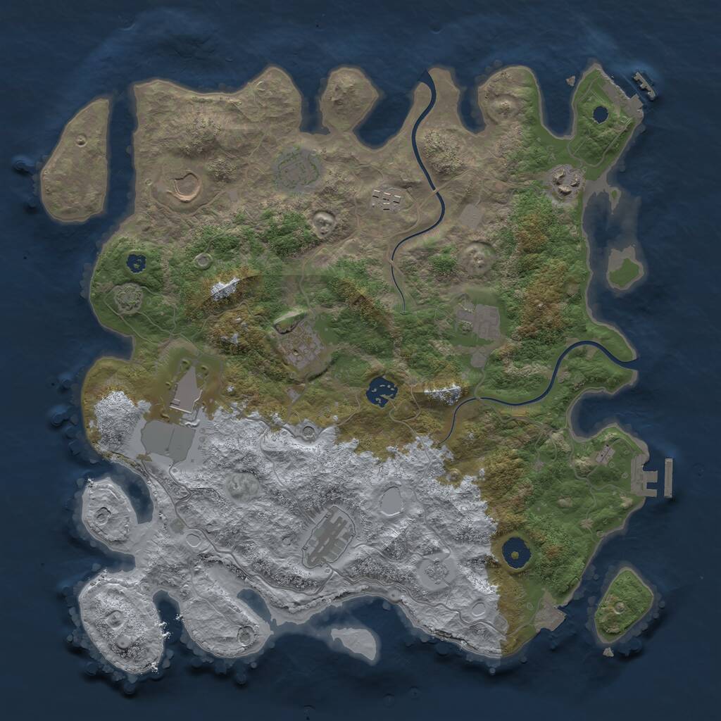 Rust Map: Procedural Map, Size: 3750, Seed: 45969315, 15 Monuments