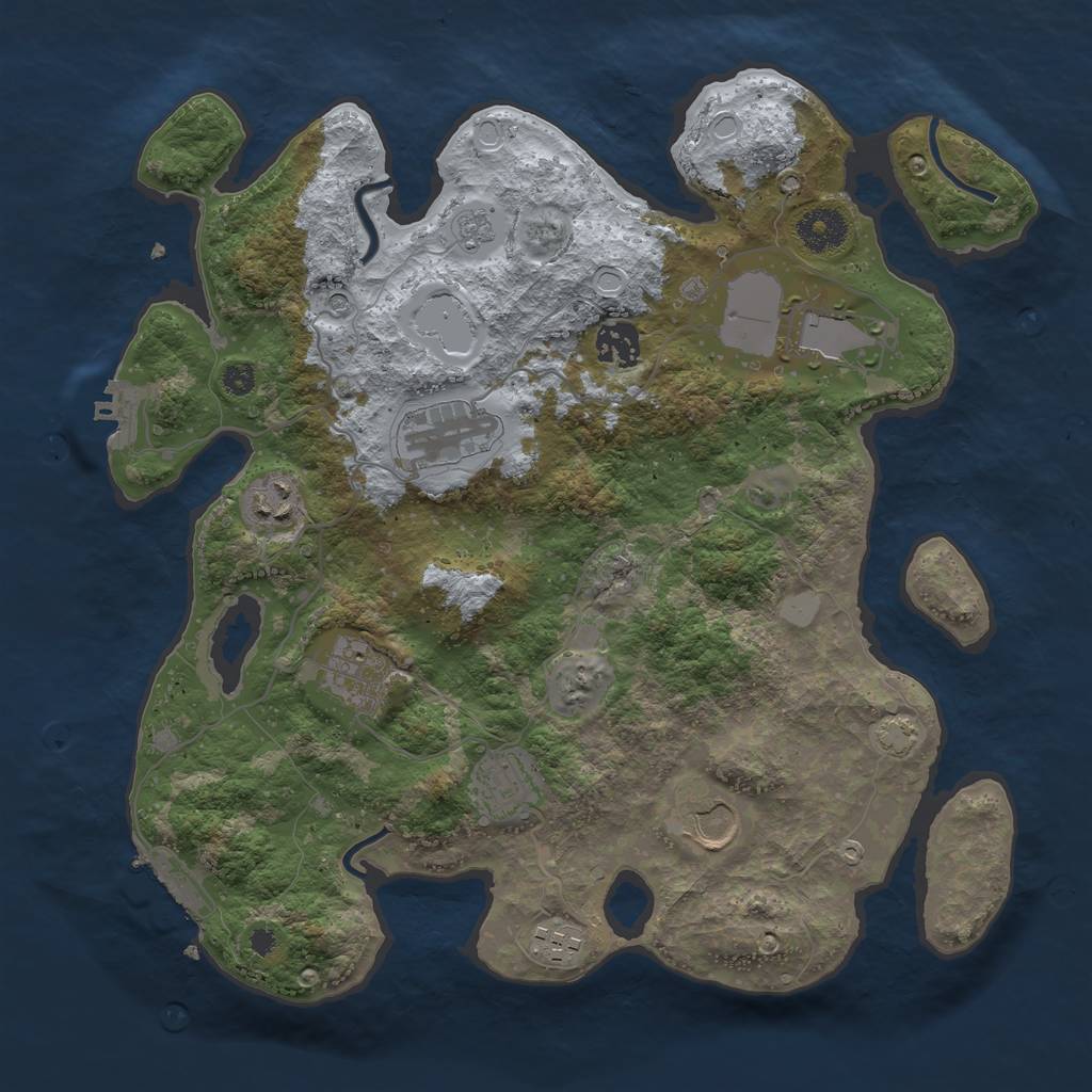 Rust Map: Procedural Map, Size: 3500, Seed: 91150432, 16 Monuments