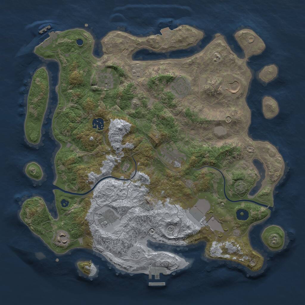 Rust Map: Procedural Map, Size: 3750, Seed: 41260009, 15 Monuments