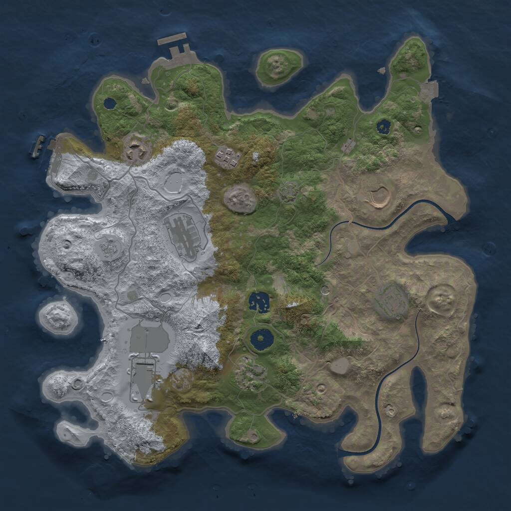 Rust Map: Procedural Map, Size: 3500, Seed: 1914446178, 14 Monuments