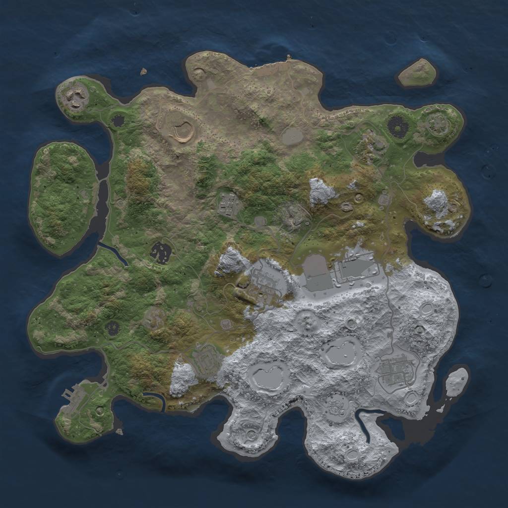 Rust Map: Procedural Map, Size: 3600, Seed: 83794045, 17 Monuments