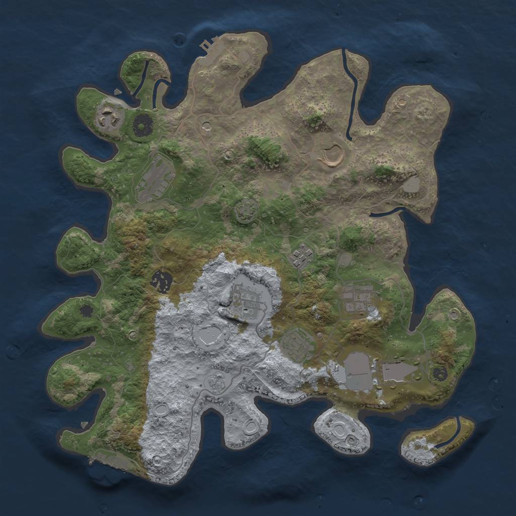 Rust Map: Procedural Map, Size: 3500, Seed: 841215628, 17 Monuments